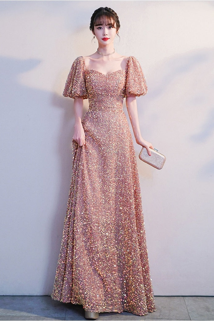 New Arrival Long A Line Elegant Lace Up Back Prom Dresses With Sleeves Y0215