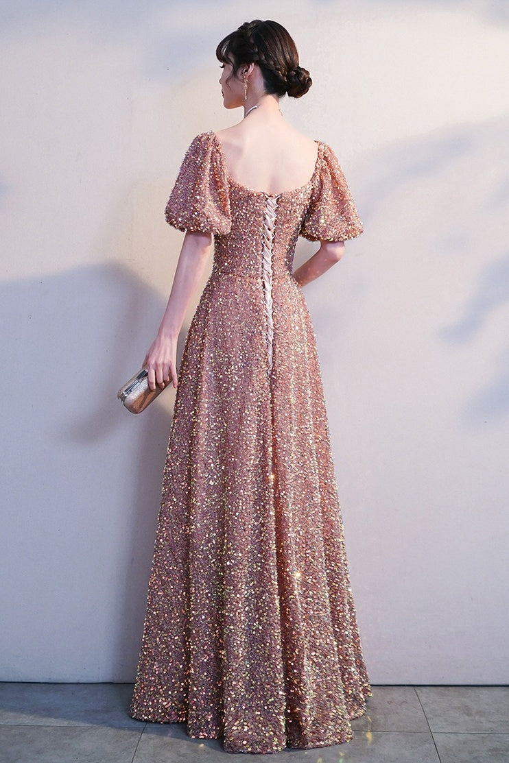 New Arrival Long A Line Elegant Lace Up Back Prom Dresses With Sleeves Y0215