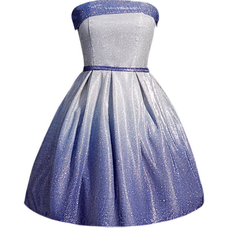 Glitter A Line Strapless Short Lace Up Homecoming Dress Party Dress Y0302