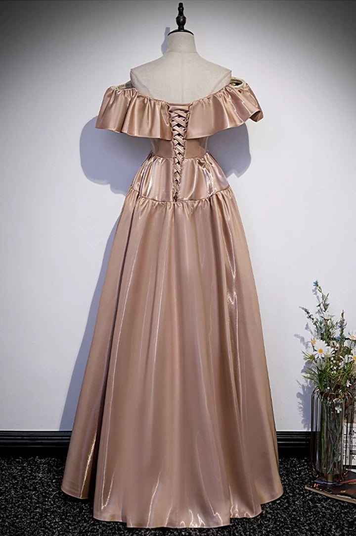 Off The Shoulder A Line Long Prom Dresses For Teens Y0423