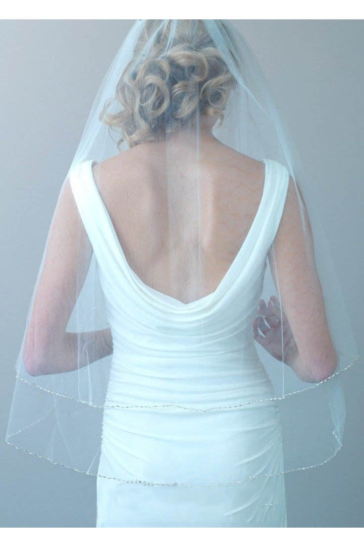 2 Tiers Beading Edge Bridal Wedding Veils