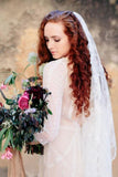 All Over Lace Unique Mantilla Church Bridal Veil, Gorgeous 3M Lace Wedding Veil