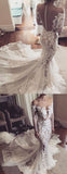 Mermaid Lace Appliques Long Sleeves Sheer Tulle Wedding Dresses
