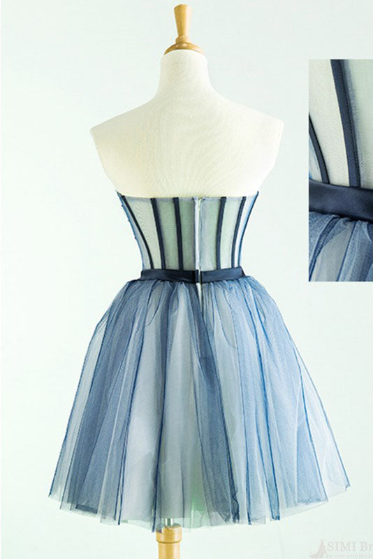 A Line Sweetheart Tulle Appliqued Homecoming Dress with Beads N1023