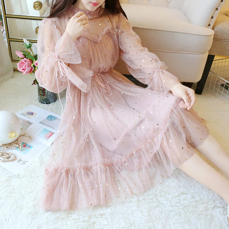 Sparkly Star Long Sleeves Tulle Homecoming Dress N2004