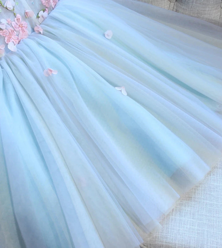 A Line One Shoulder Tulle Homecoming Dresses with Flower N1944