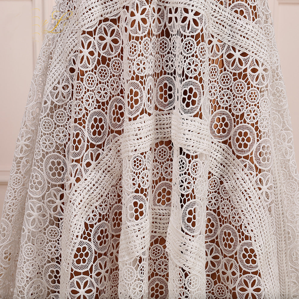 Long Sweetheart Neck Lace Bridal Dresses Beach Wedding Dresses Boho Bridal Dresses N2269