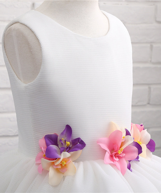 A Line Flower Girl Dress with Applique Unique Sleeveless Flower Girl Dress with Flower F058