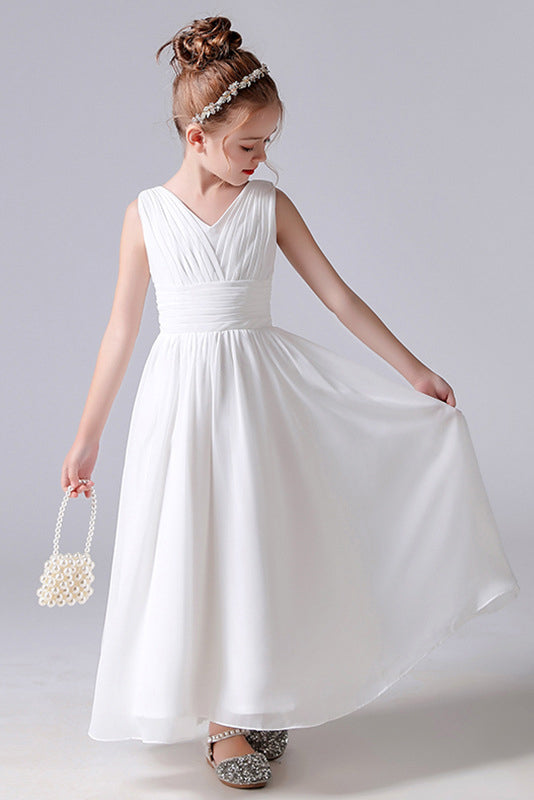 A Line Sleeveless Flower Girl Dresses With Pleats