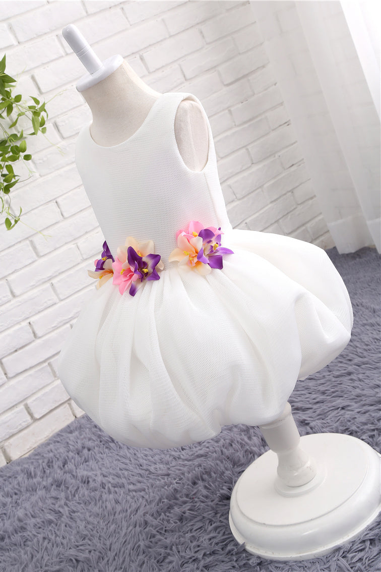 A Line Flower Girl Dress with Applique Unique Sleeveless Flower Girl Dress with Flower F058