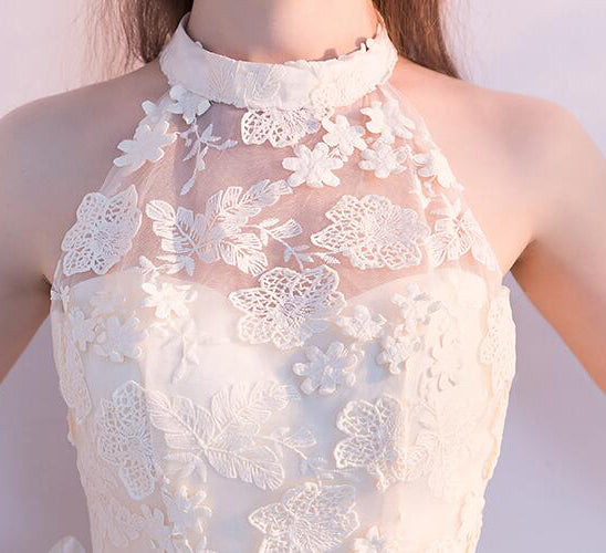 A Line Sleeveless Lace Flower Appliques Homecoming Dresses N1972