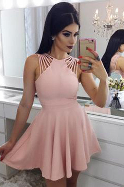 Elegant A Line Satin Mini Homecoming Dress,Cocktail Dresses Short Ruched Prom Dress,N224