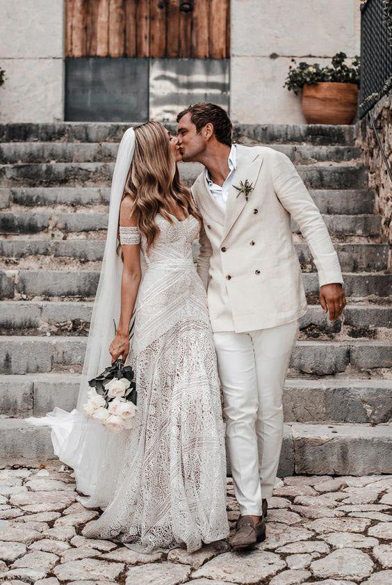 Mermaid Lace Sweetheart Elegant Boho Wedding Dresses