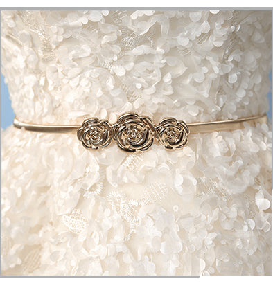 A Line Short Sleeves Homecoming Dresses with Belt N1729