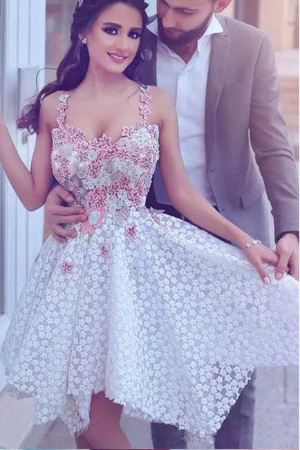 Sexy Straps Appliques Sweetheart Short Homecoming Dresses