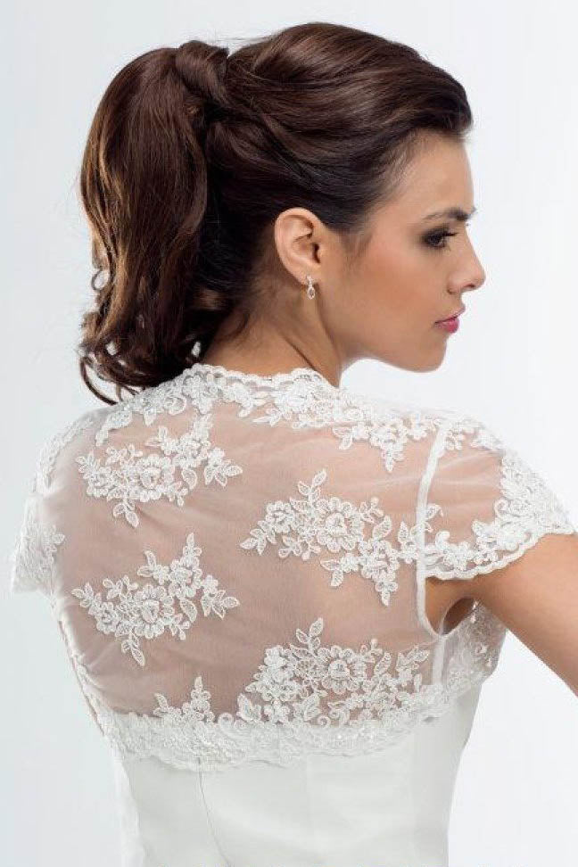 Cap Sleeve Lace Bolero Jacket Ivory Lace Bridal Top Lace Appliques Wedding Jacket JK019