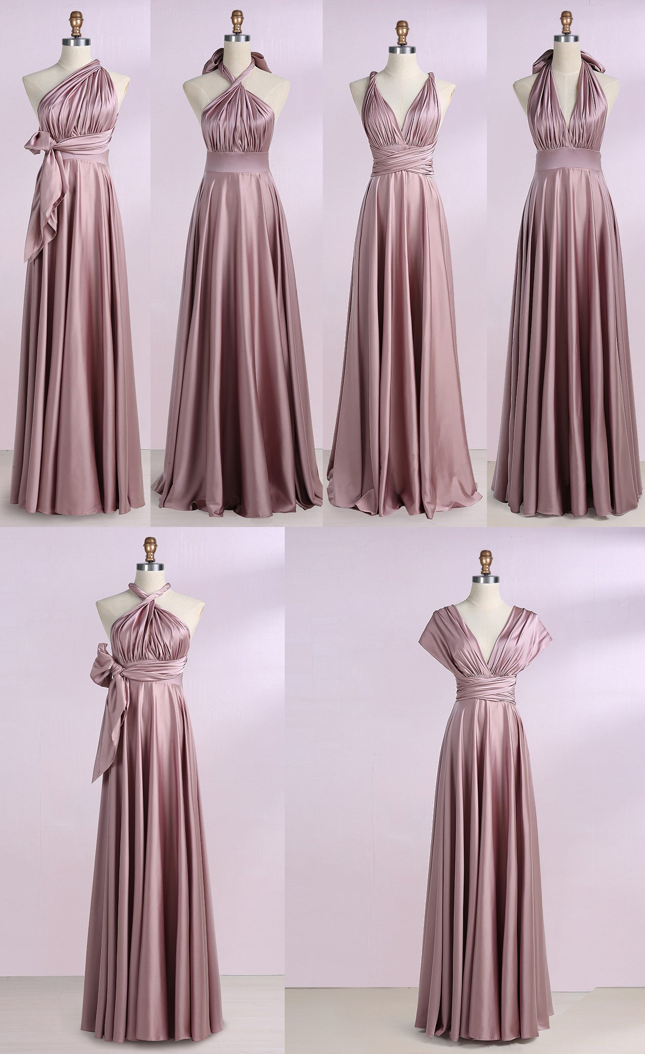 Blush Convertible Prom Bridesmaid Dresses Floor Length Bridesmaid Dresses N1548
