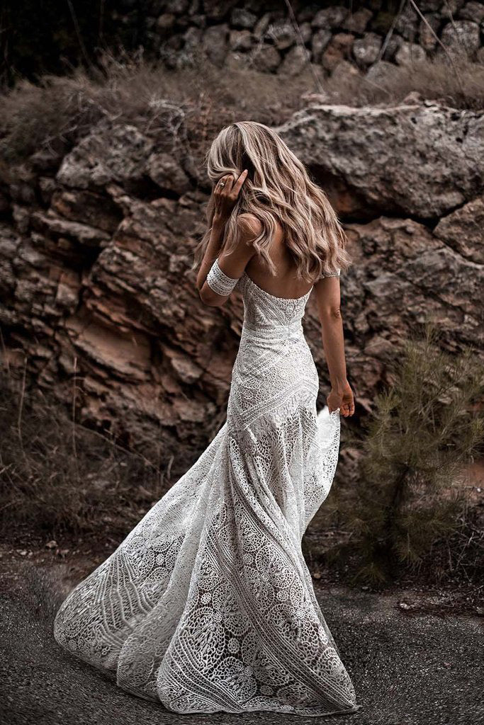 Mermaid Lace Sweetheart Elegant Boho Wedding Dresses