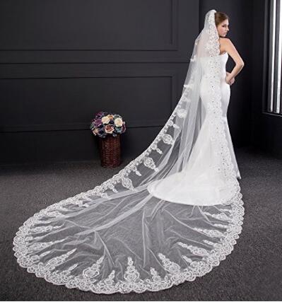 ElieHouse Women's Custom Made Sequins Sparkly Cathedral Wedding Bridal Veil+Comb V005