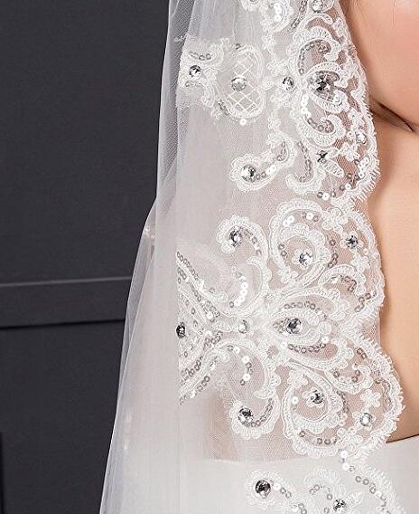 ElieHouse Women's Custom Made Sequins Sparkly Cathedral Wedding Bridal Veil+Comb V005