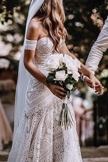 Mermaid Lace Sweetheart Elegant Boho Wedding Dresses