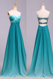 Ombre Sweetheart Long Chiffon Prom Dress with Sequins, Open Back Gradient Prom Gown N1206