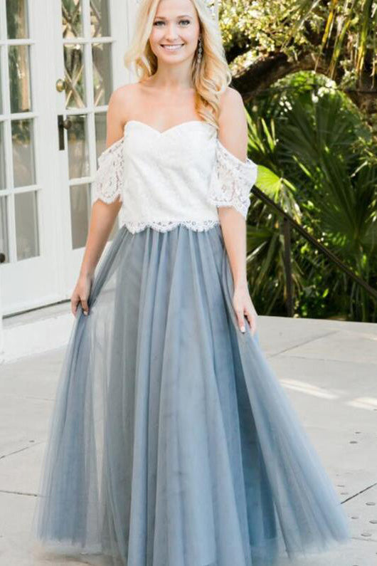 Off the shoulder 2 piece prom dress sales