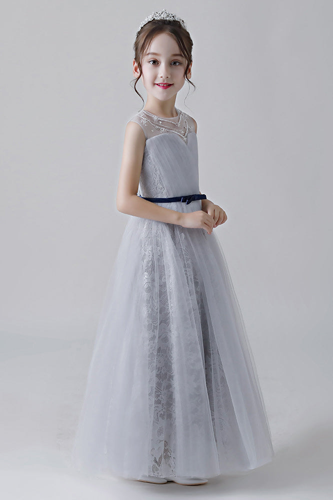 A Line Tulle Appliques Flower Girl Dresses