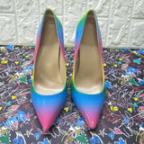 High-heels with Colourful Patterns Fashion Women Party Shoes yy02