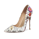 High Heels with Colourful Patterns Evening Party Shoes yy23