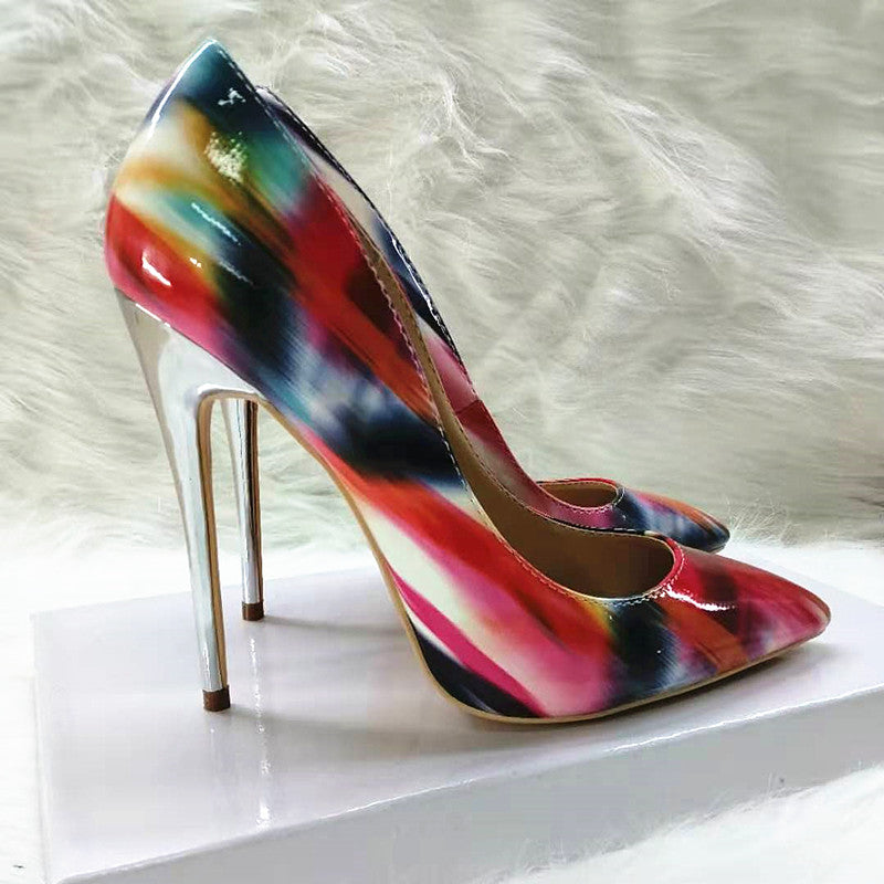 High-heels with Colorful Patterns Fashion Women Party Shoes yy07