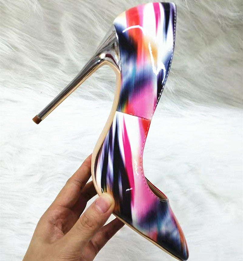 High-heels with Colorful Patterns Fashion Women Party Shoes yy07