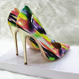 High-heels with Colorful Patterns Fashion Women Party Shoes yy08