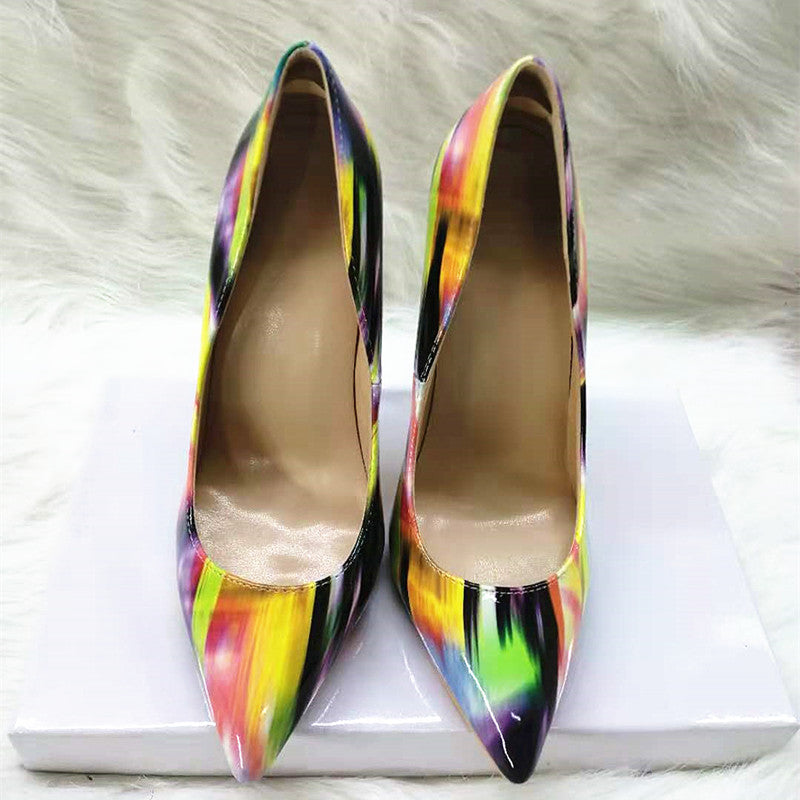 High-heels with Colorful Patterns Fashion Women Party Shoes yy08
