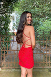 Sweetheart Straps Red Lace Appliques Homecoming Dress AB100304