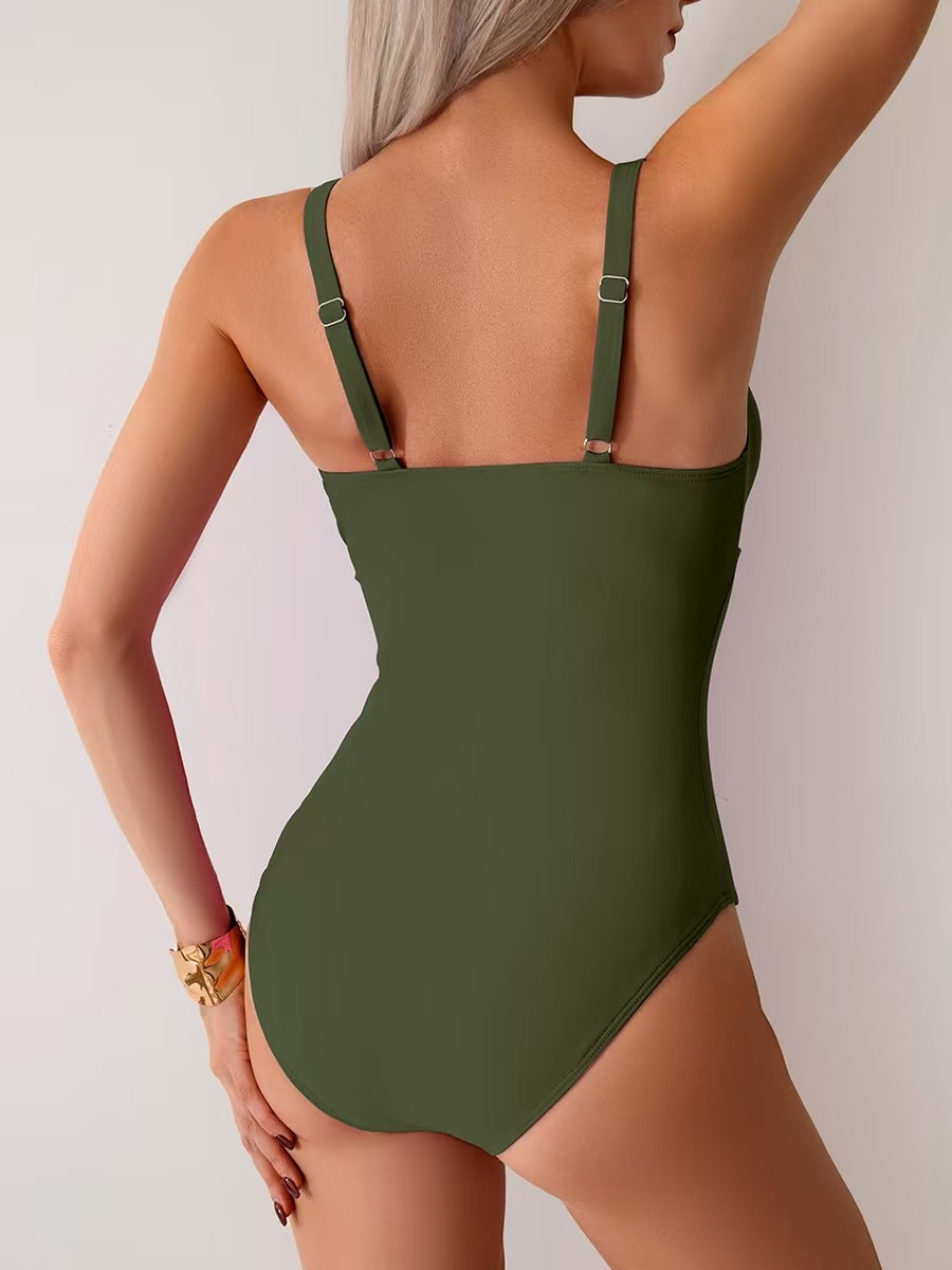 simiswim - Women's One Piece Swimsuit Sexy Mesh Sheer Tummy Control Bathing Suit Cross Twist Front Swimwear