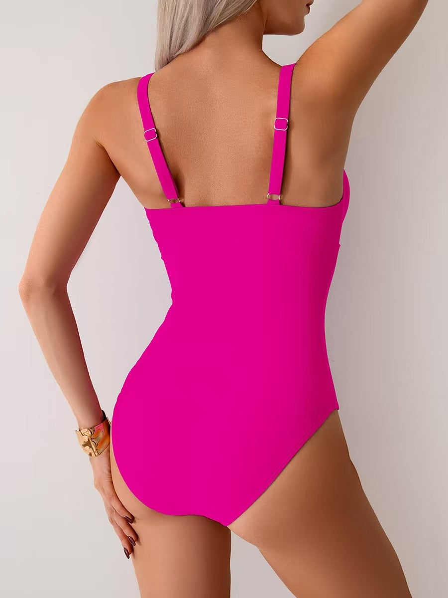 simiswim - Women's One Piece Swimsuit Sexy Mesh Sheer Tummy Control Bathing Suit Cross Twist Front Swimwear