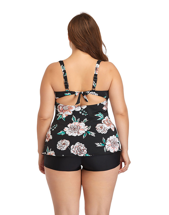 Printed Camisole Plus Size Tankini Swimsuit