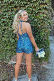 Sparkly Hatler Blue Sequins Homecoming Dress AB101504