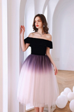 A-Line Off the Shoulder Lovely Ombre Tulle Homecoming Dress N374