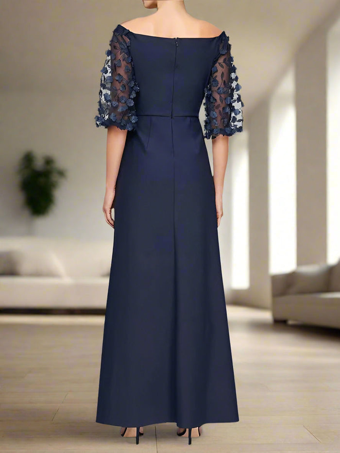 VERWIN Off Shoulder Maxi Dress - Floor Length Bodycon With Color Block Print