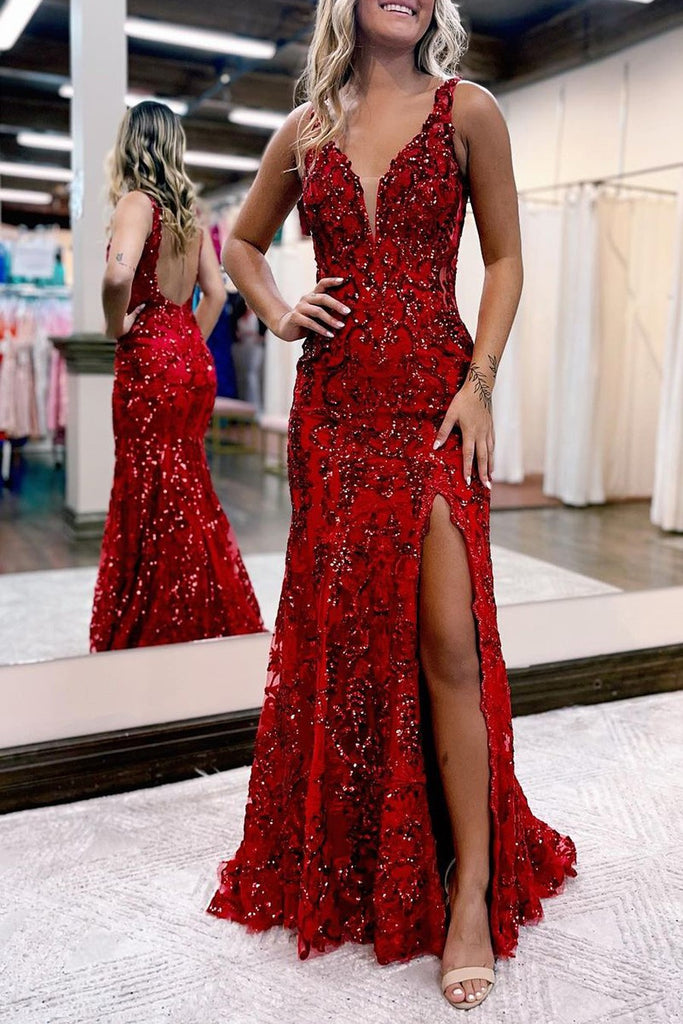 Luxury Red Beaded Bodice Tiered Tulle Prom Dress - Xdressy