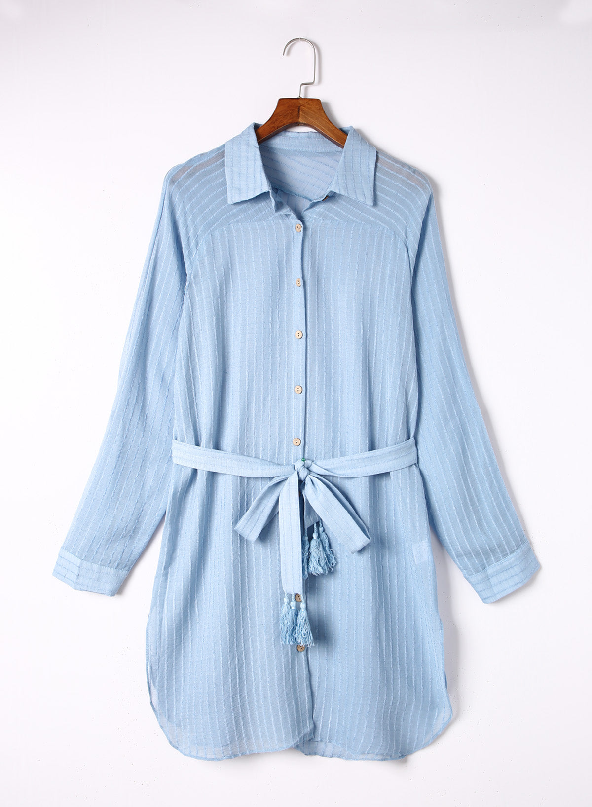 simiswim - Black Solid Color Tie Sun-proof Belt Sexy V Neck Cover Up