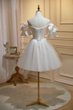 Off-the-shoulder Appliques Short Homecoming Dress LJ0547