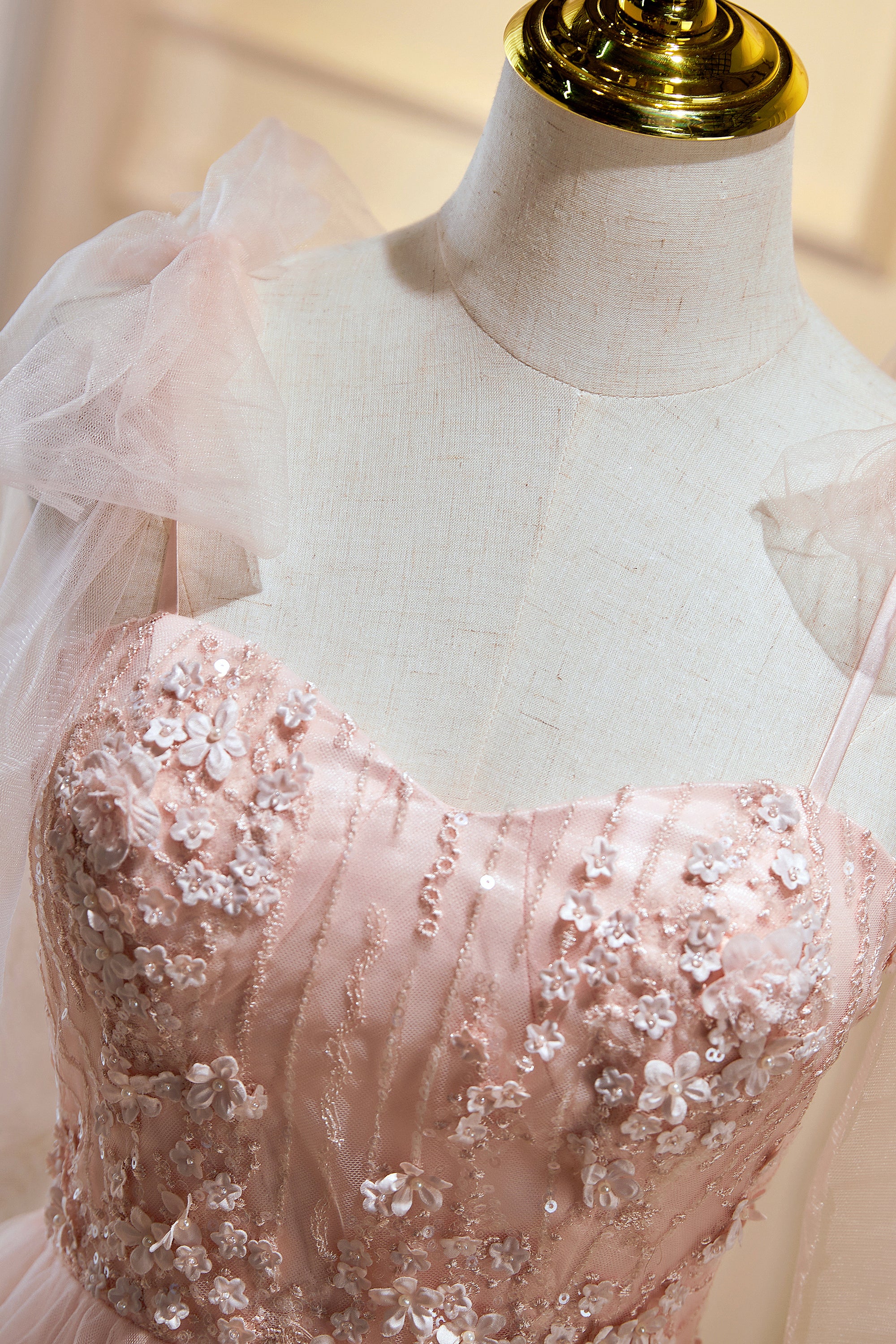 Spaghetti Straps Tulle Homecoming Dress with Flowers LJ0548