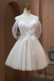 Lovely A-line Tulle Homecoming Dress with Beads LJ0551