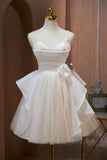 Lovely Pearl Spaghetti Straps Tulle Homecoming Dress LJ0553