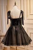 Black A-line Tulle Homecoming Dress LJ0573