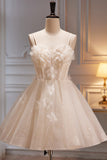 Elegant Tulle Homecoming Dress with Flowers and Beads LJ0576