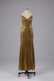 Sparkly Gold Sequins Sheath Bridesmaid Dresses